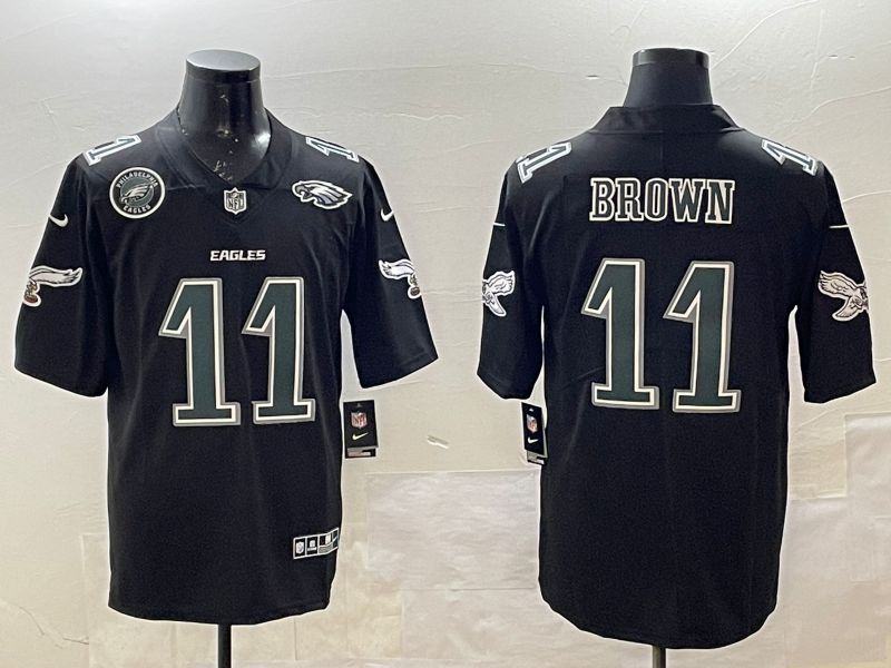 Men Philadelphia Eagles #11 Brown Black Fashion 2025 Nike Limited NFL Jersey style 4
